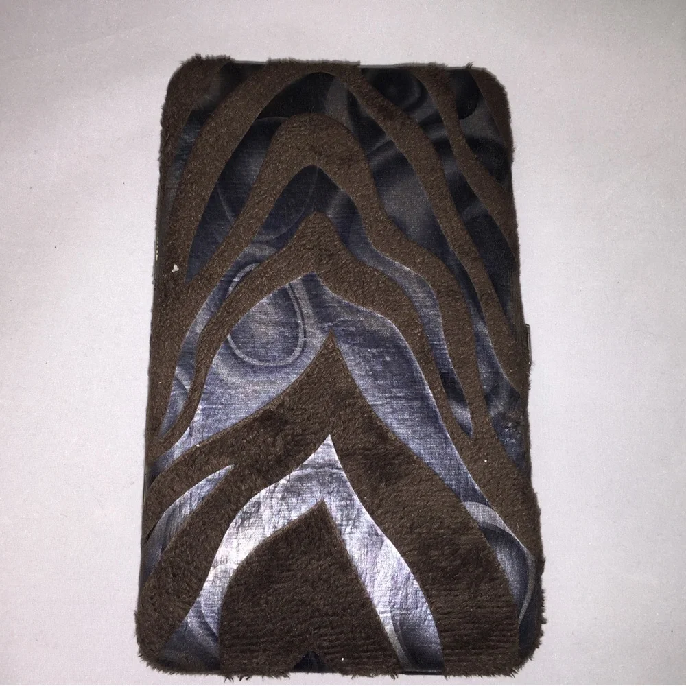 Dark Zebra Type Print Wallet Clutch